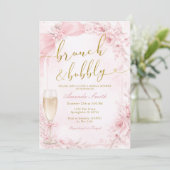 Brunch und Champagner Rosa Brautparty Einladung (Stehend Vorderseite)