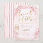 Brunch und Champagner Rosa Brautparty Einladung (Vorne/Hinten)