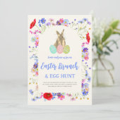 Brunch und Eierjagd zu Ostern Einladung (Stehend Vorderseite)