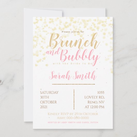 Brunch und Goldblase Einladung (Vorderseite)