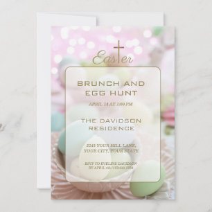 Brunch und Ostereiersuche Rosa Grüne Streifen Einladung