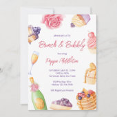 Brunch und Patisserie Pancakes Champagner Einladung (Vorderseite)