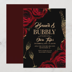 Brunch und prickelnde Rosen Brautparty Einladung