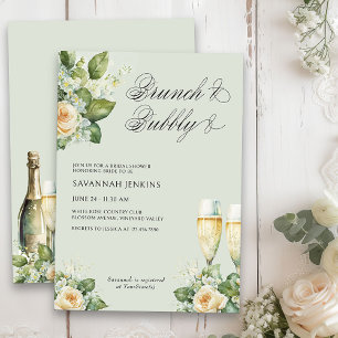 Brunch und prickelnde Rosen Champagner Brautparty Einladung