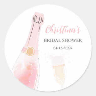 Brunch und prickelndem Champagner Brautabschied Runder Aufkleber