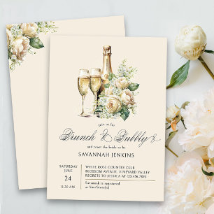Brunch und prickelndem Champagner-Rosen-Junggesell Einladung