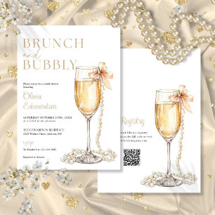 Brunch und prickelnder Champagner QR Code Brautpar Einladung