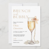 Brunch und prickelnder Champagner QR Code Brautpar Einladung (Vorderseite)