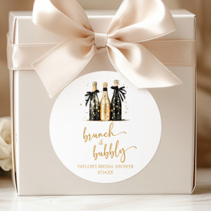 Brunch und prickelndes Gold Champagner Brautdusche Runder Aufkleber