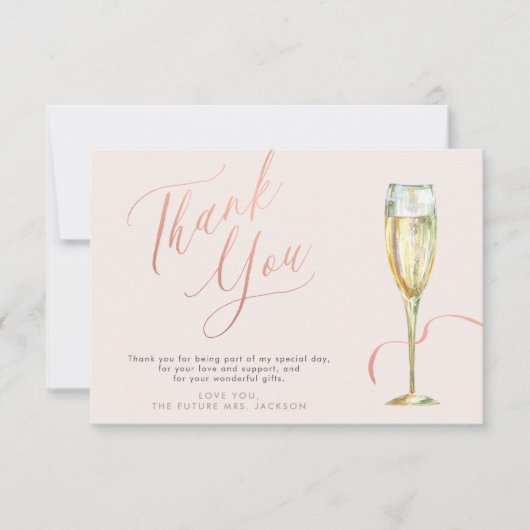 Brunch und Rose, vergoldetes Brautparty Dankeskarte (Vorderseite)