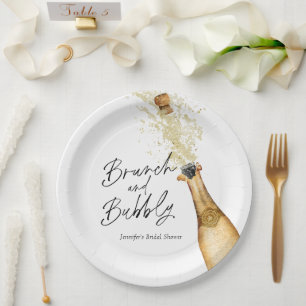 Brunch und Sprudel Brautparty-Papierplatten Pappteller
