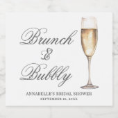Brunch und Sprudel Brautparty Schaumweinetikett (Einzelnes Label)