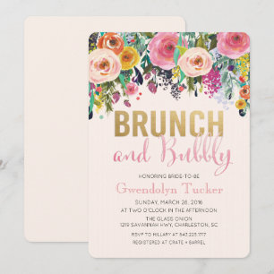 Brunch und Sprudel Hochzeitsdusche Einladung