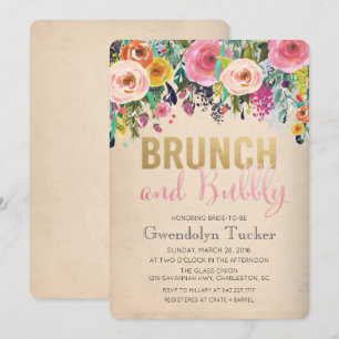 Brunch und Sprudel Hochzeitsdusche Einladung