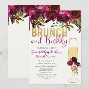 Brunch und Sprudel Hochzeitsdusche Einladung