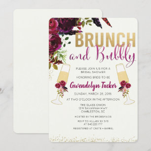 Brunch und Sprudel Hochzeitsdusche Einladung