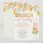Brunch und Sprudel Hochzeitsdusche Einladung (Vorne/Hinten)