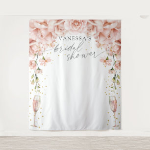 Brunch und Sprudelblumen Hochzeitsdusche Hintergru Wandteppich