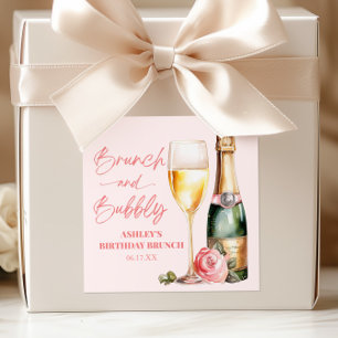 Brunch und sprudelige Mimosa Champagner Geburtstag Quadratischer Aufkleber