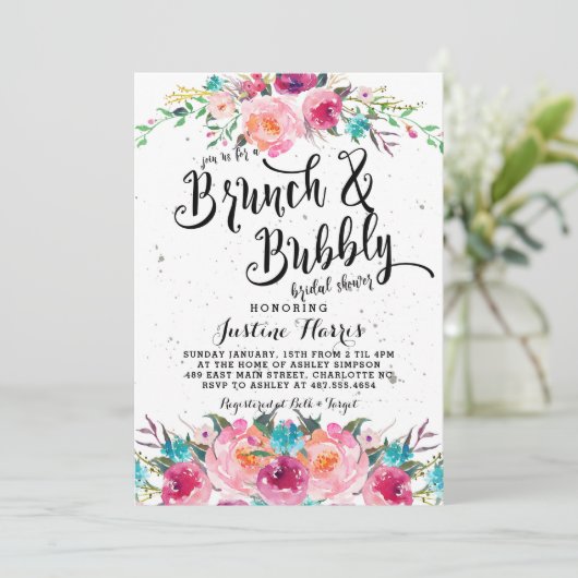 Brunch und sprudelnde Brautparty-Einladung Einladung (Stehend Vorderseite)