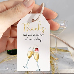 Brunch und sprudelnde Erdbeere & Champagner Danke Geschenkanhänger