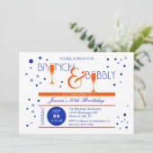 Brunch und sprudelnde Geburtstags-Einladung Einladung (Stehend Vorderseite)