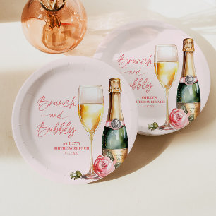 Brunch und sprudelnder Geburtstags-Brunch-Willkomm Pappteller