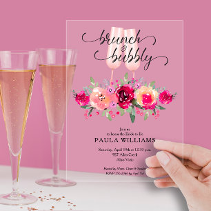 Brunch und Sprudelndes Florales Brautbad Acryleinladungen