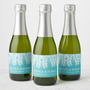 Brunch und Sprudelndes Türkis Mini Schaumweinetikett