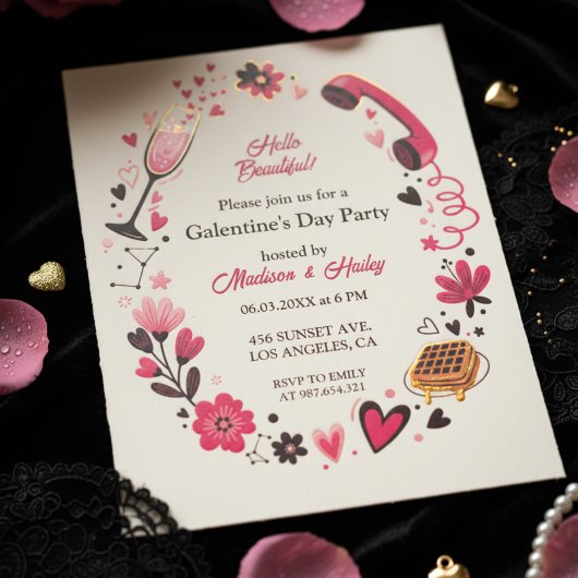 Brunch Waffle Galentine's Invitation Einladung