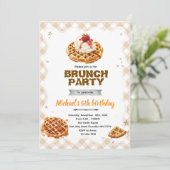 Brunch Waffles Birthday Invitation Einladung (Stehend Vorderseite)
