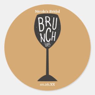 BRUNCH Weinglas Modernes, trendige Personalisierte Runder Aufkleber