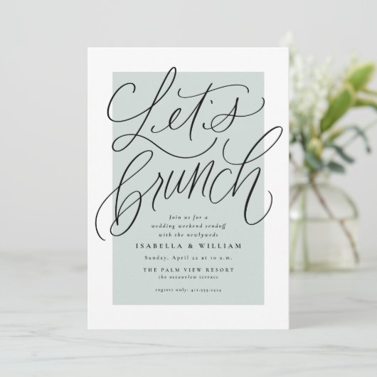 Brunch wir schlauer grün nach der Hochzeit bearbei Einladung (Stehend Vorderseite)