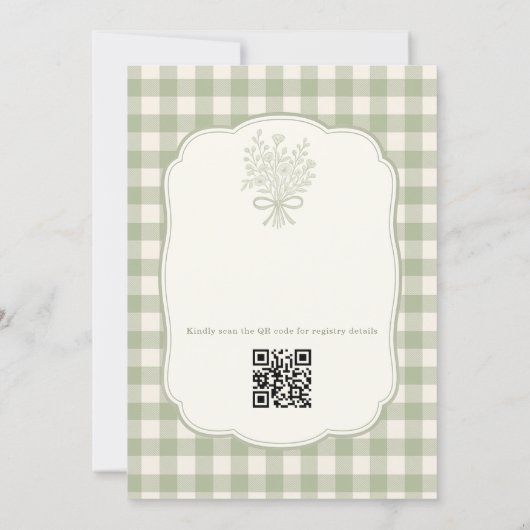 Brunch with the Bride Gingham QR Code Shower  Einladung (Rückseite)