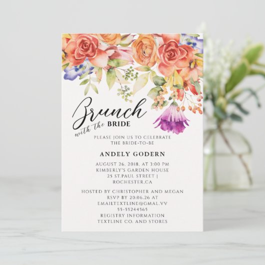 Brunch With the Bride Invitation Einladung (Stehend Vorderseite)