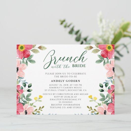 Brunch With the Bride Invitation Einladung (Stehend Vorderseite)