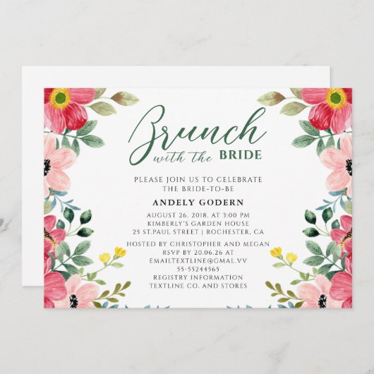 Brunch With the Bride Invitation Einladung (Vorne/Hinten)