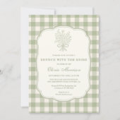 Brunch with the Bride Sage Green Gingham Shower  Einladung (Vorderseite)
