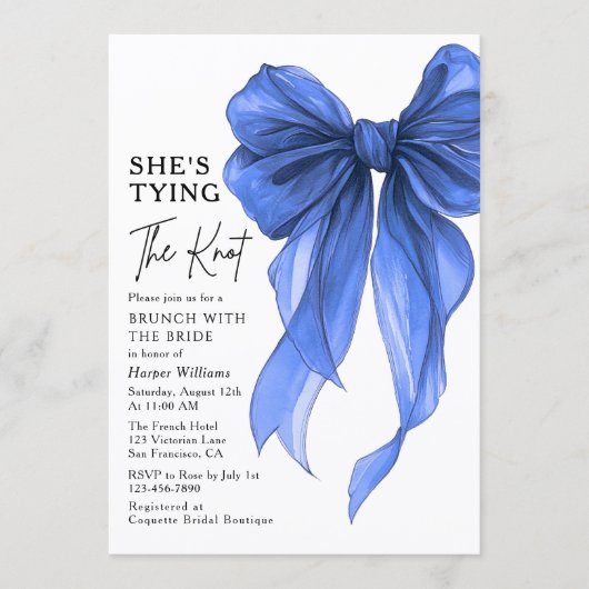 Brunch With The Bride She's Tying The Knot Bow Einladung (Vorderseite)