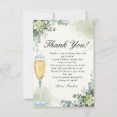 Brunch y Bubbly Glass of Champange Bridal Shower Dankeskarte (Vorderseite)