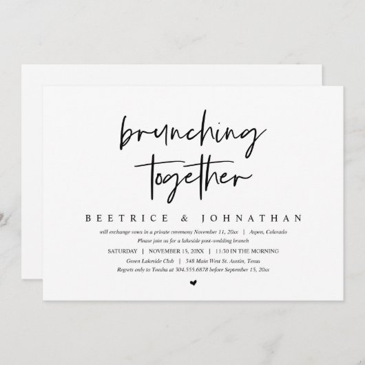 Brunching together, Hochzeitsfeier Einladung (Vorne/Hinten)