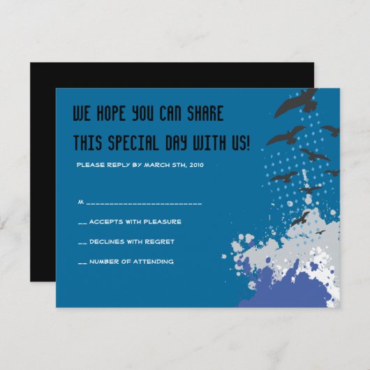 BRUNDGE BAUM MIT BIRDS Bar Bat Mitzvah Reply Card RSVP Karte (Vorne/Hinten)