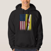 Brunei Bruneian American Flags Proud USA Brunei Hoodie (Vorderseite)