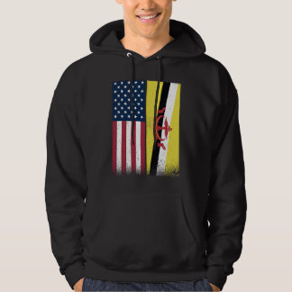 Brunei Bruneian American Flags Proud USA Brunei Hoodie