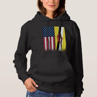Brunei Bruneian American Flags Proud USA Brunei Hoodie