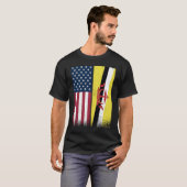 Brunei Bruneian American Flags Proud USA Brunei T-Shirt (Vorne ganz)