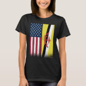 Brunei Bruneian American Flags Proud USA Brunei T-Shirt (Vorderseite)