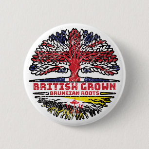Brunei Bruneian British UK Tree Roots Flag Button