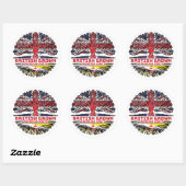 Brunei Bruneian British UK Tree Roots Flag Runder Aufkleber (Blatt)