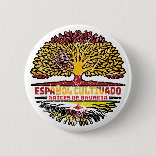 Brunei Bruneian Spanish Spain Tree Roots Flag Button (Vorderseite)